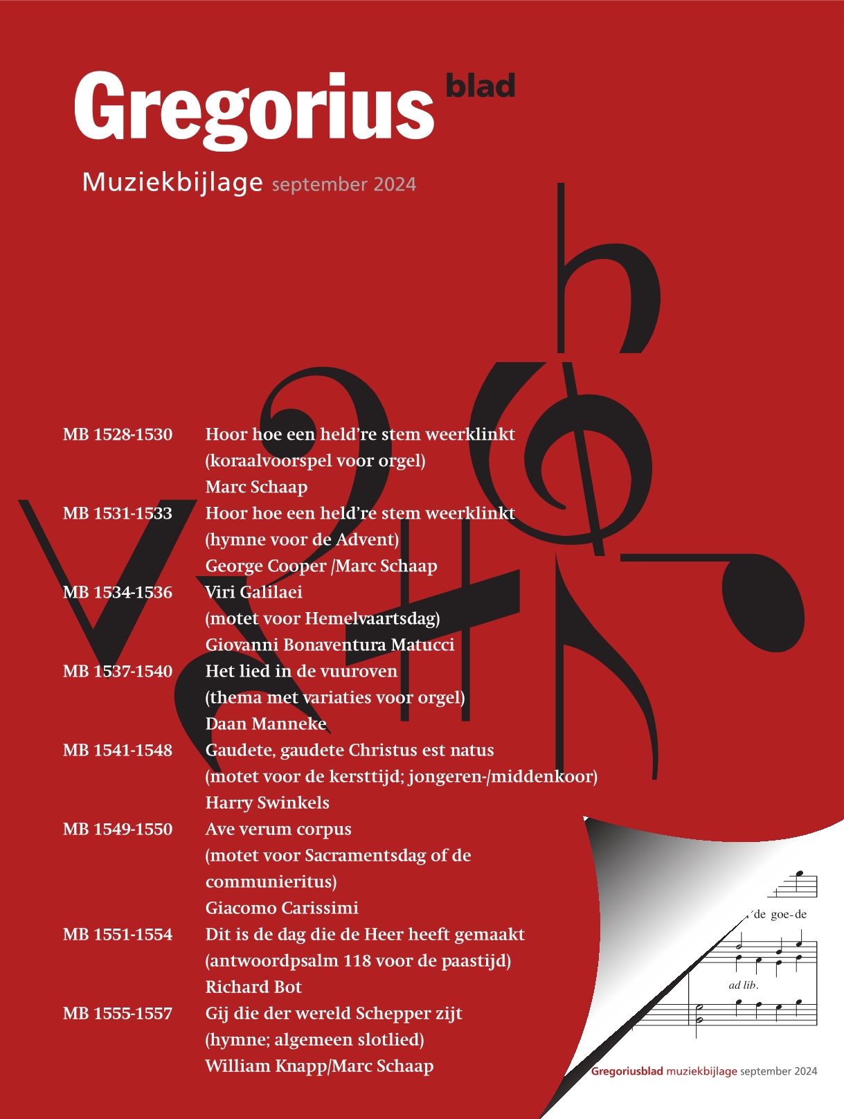 Voorblad Muziekbijlage Gregoriusblad september 2024 Part 11